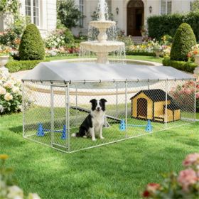 Outdoor kennel, dog house, dog cage, silver (Color: Silver)